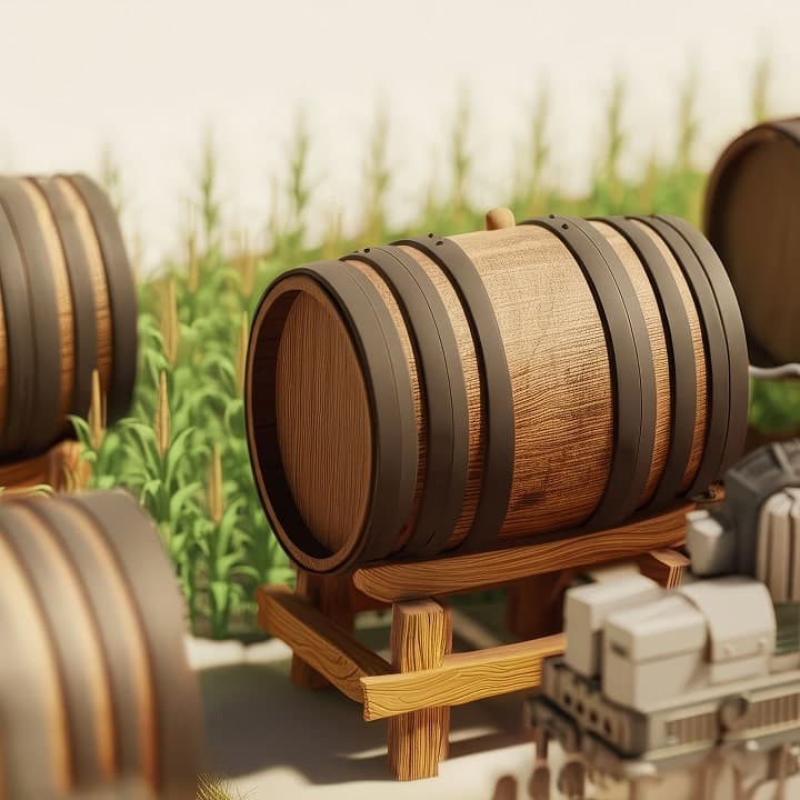 Barrels in a field
